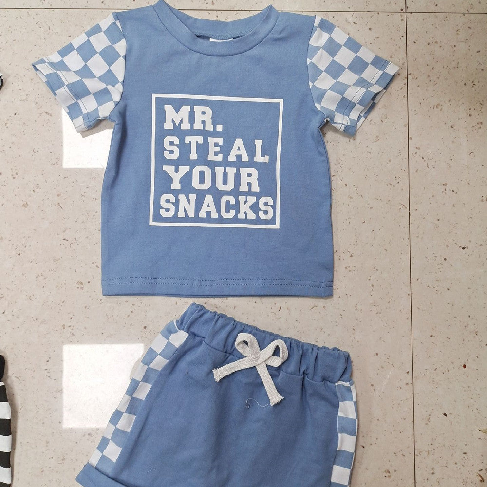 Steal Your Snacks letter print kids suit by Maximus Grace