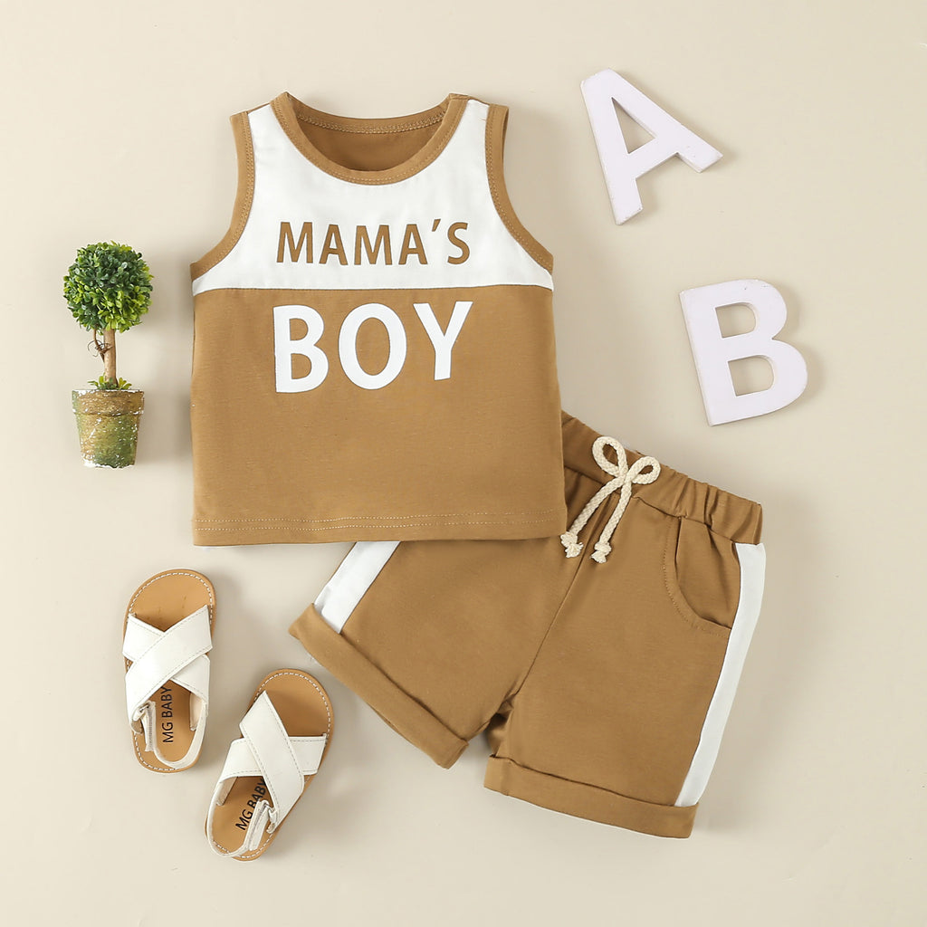 Baby Letter Print Sleeveless Vest & Shorts Set