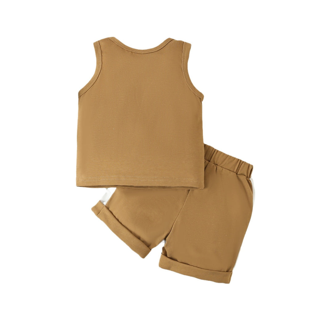 Baby Letter Print Sleeveless Vest & Shorts Set