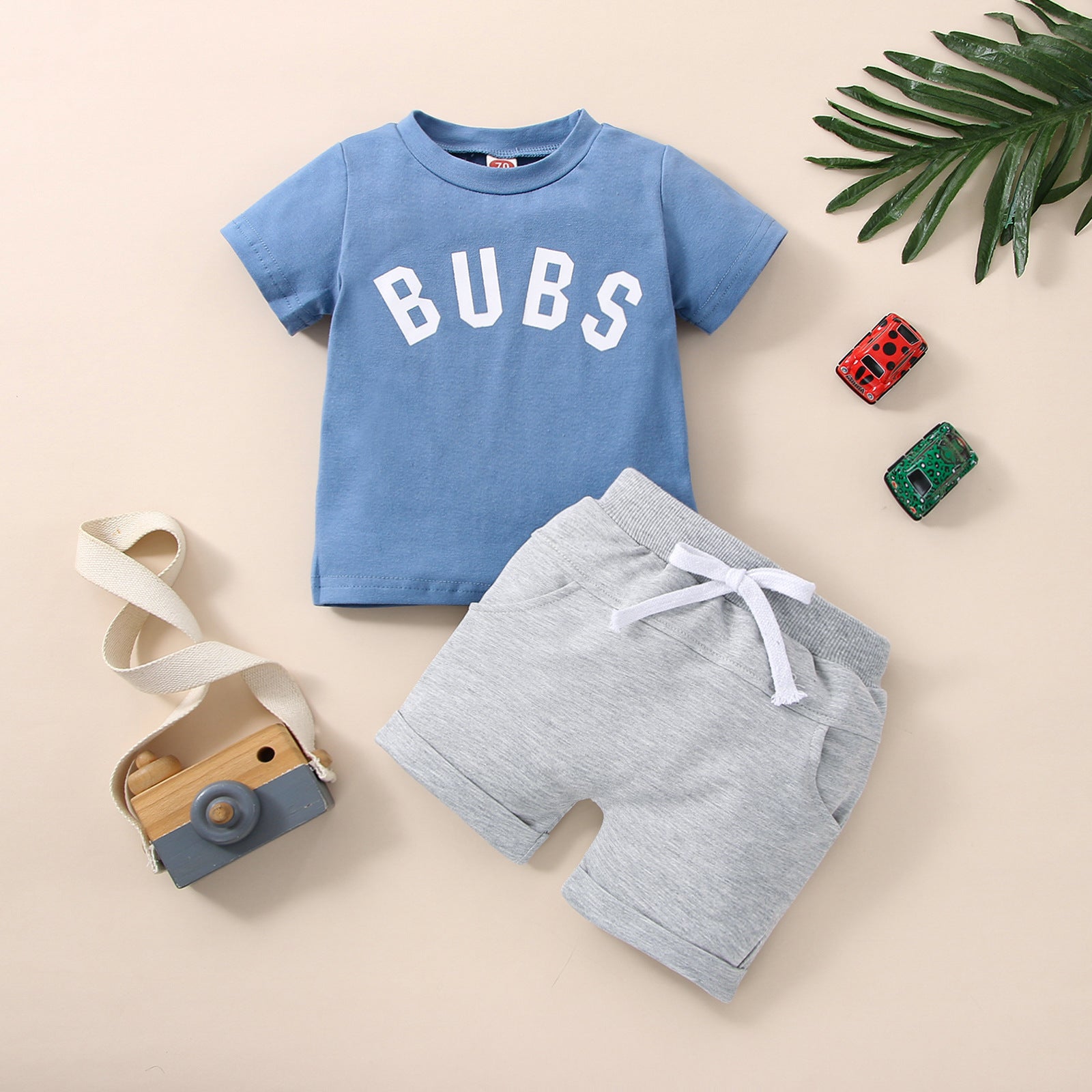 Kids letter print suit – short sleeve boys two-piece set by Maximus Grace