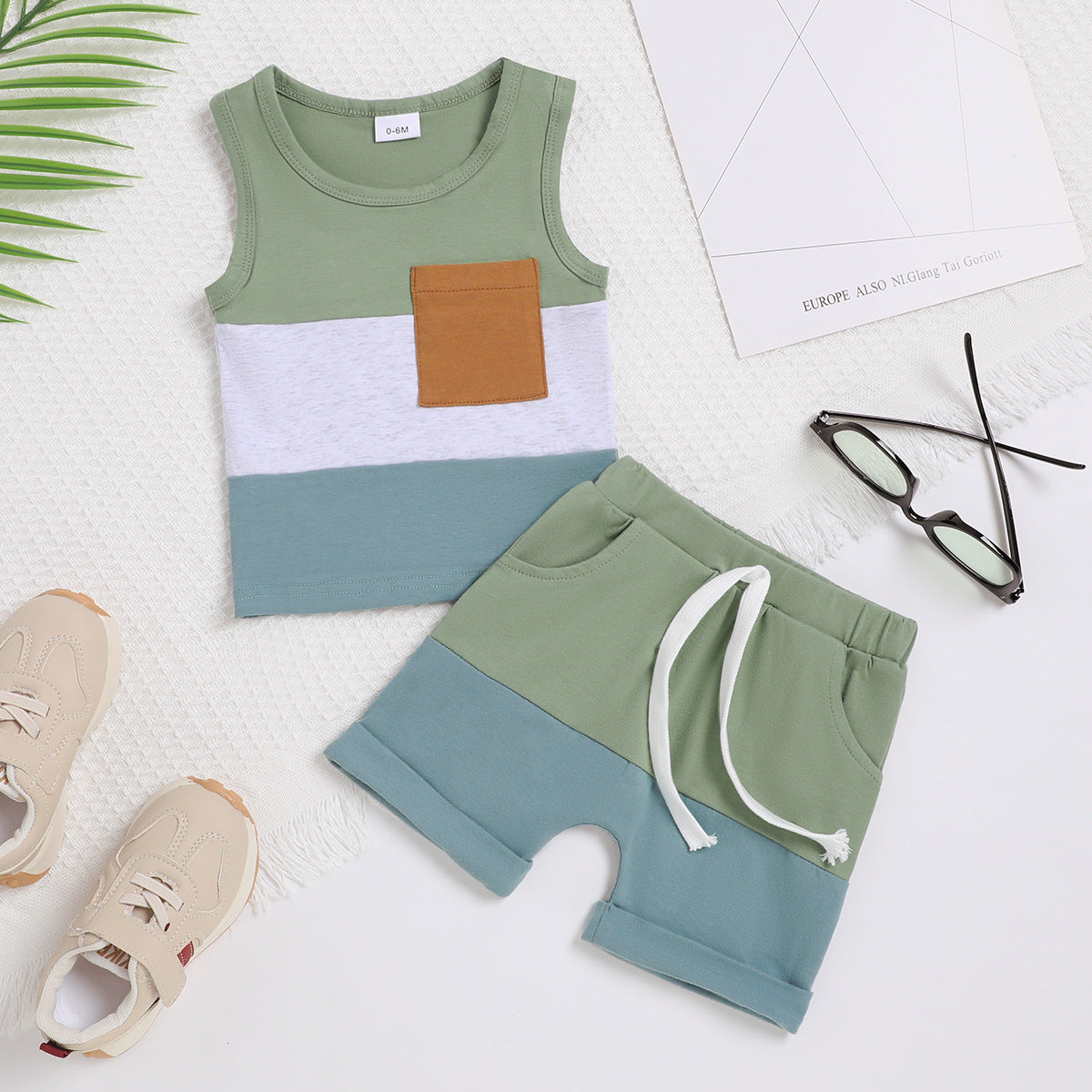 Baby cotton vest and shorts set – sleeveless summer two-piece by Maximus Grace
