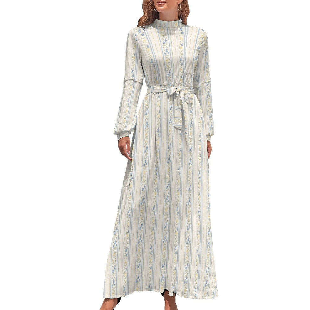 Texas Bloom maxi dress – white long sleeve high neck by Maximus Grace