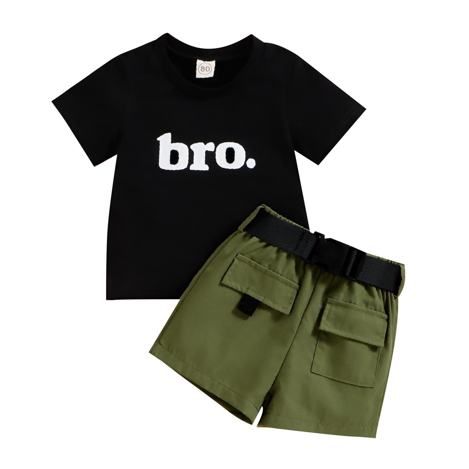 Boys cargo pants set – letter print tee two-piece by Maximus Grace