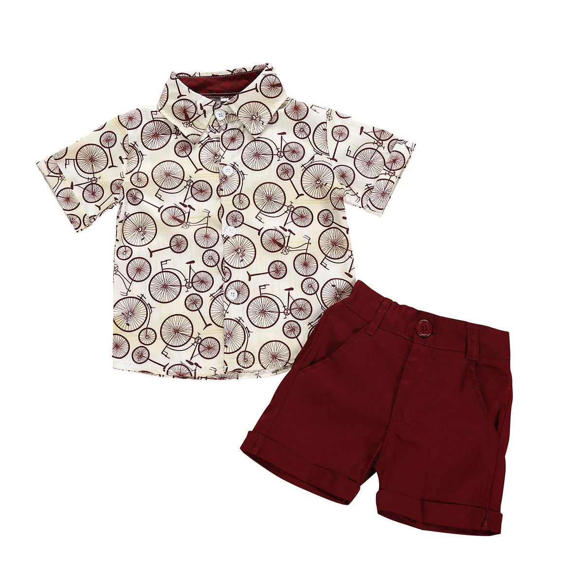 Boys British print short sleeve suit – kids two-piece by Maximus Grace