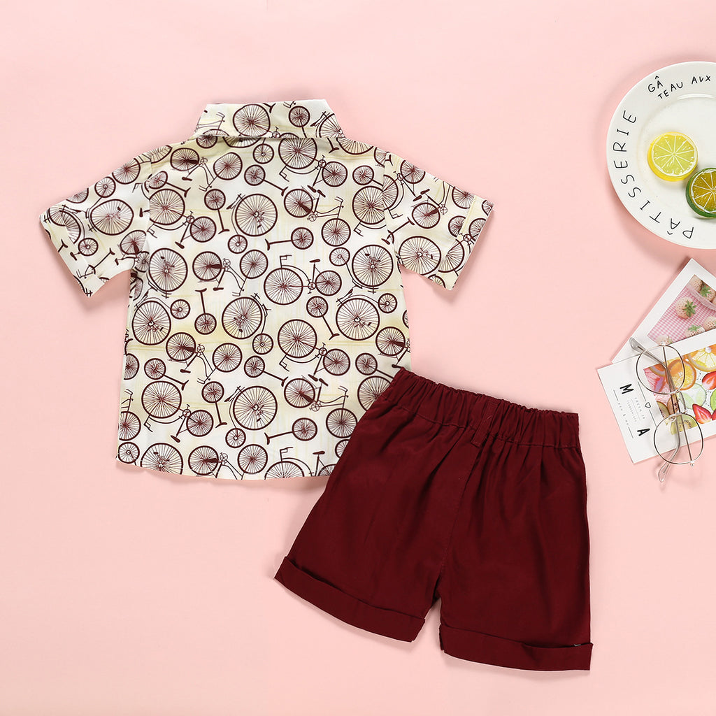 Boys British print short sleeve suit – kids two-piece by Maximus Grace