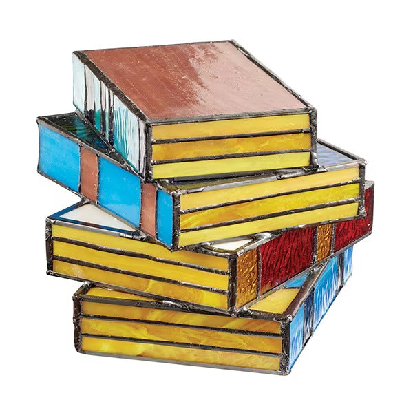 Stacked Books Stained Glass Desk Lamp