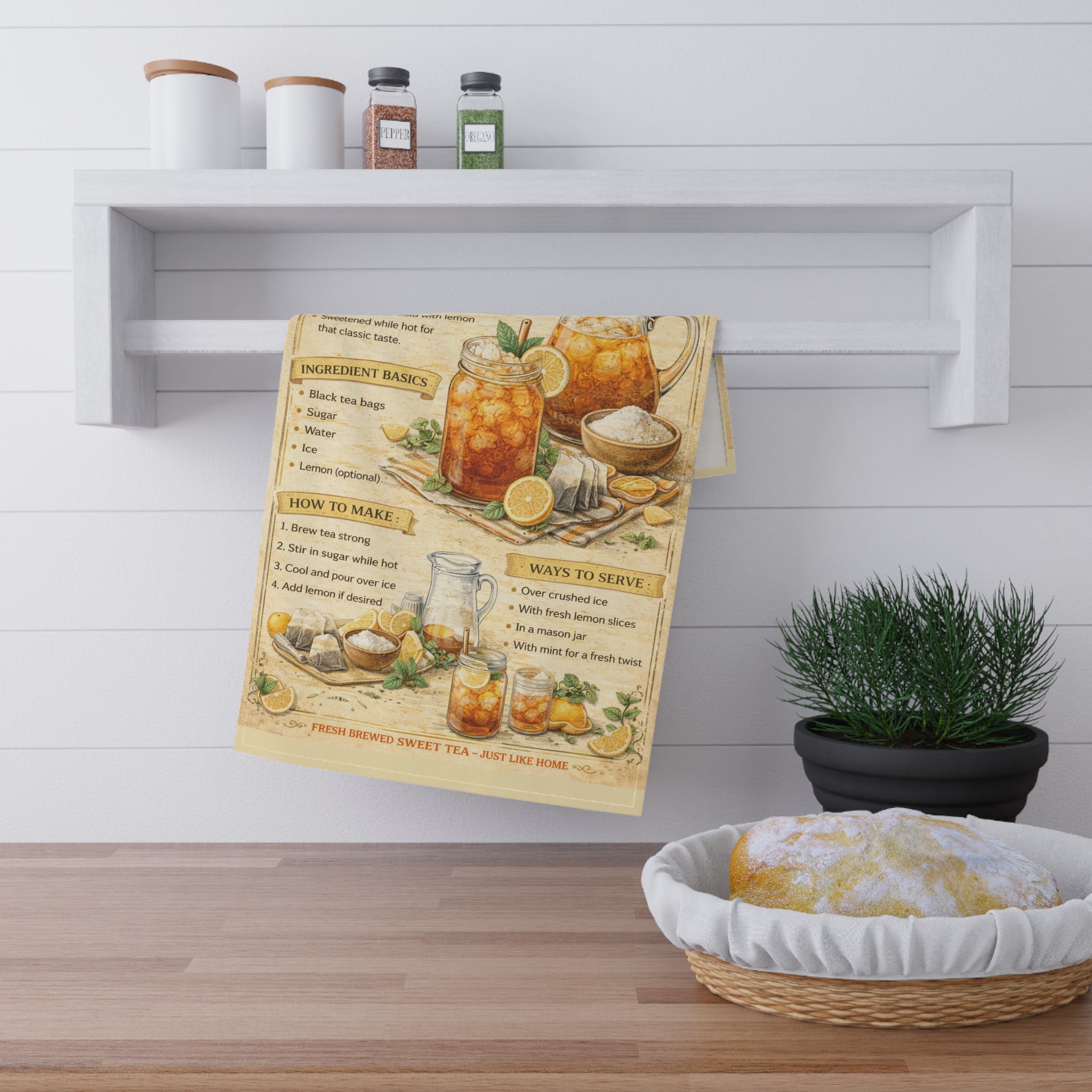 Sweet Tea Tea Towel – Vintage Recipe Kitchen Decor, Southern Drink Guide