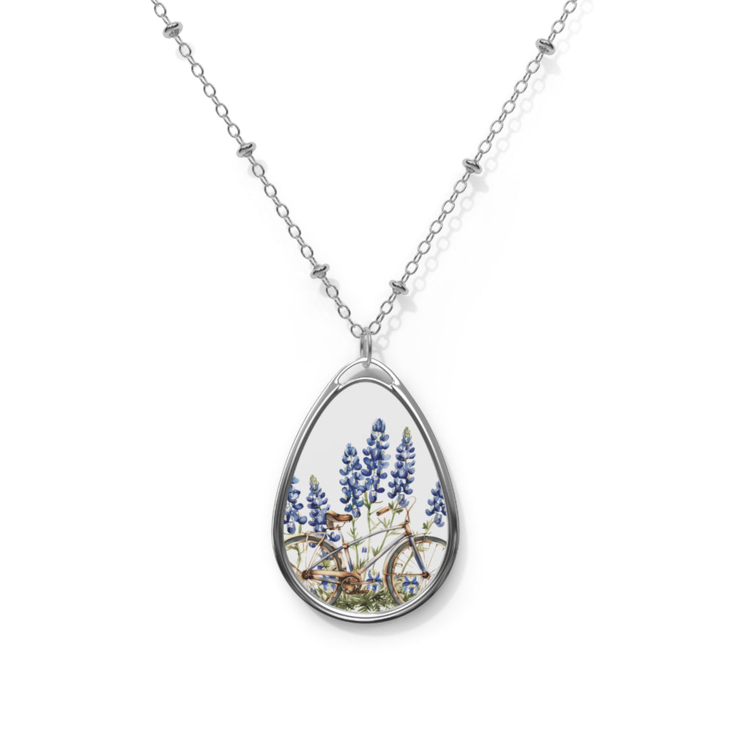 Bluebonnet pendant necklace – oval floral teardrop by Maximus Grace