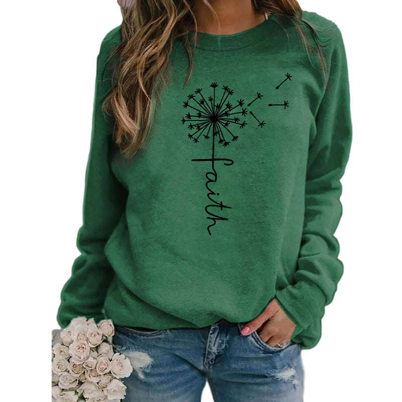 Ladies Faith Letter Print Long Sleeve Tee