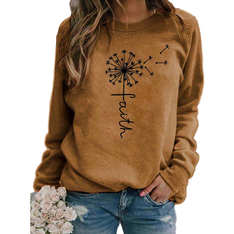 Ladies Faith Letter Print Long Sleeve Tee – Yellow