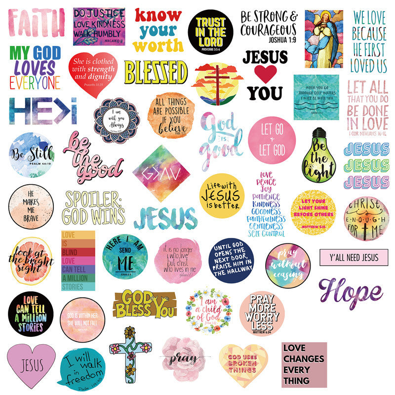 50 Jesus Faith Quote Stickers