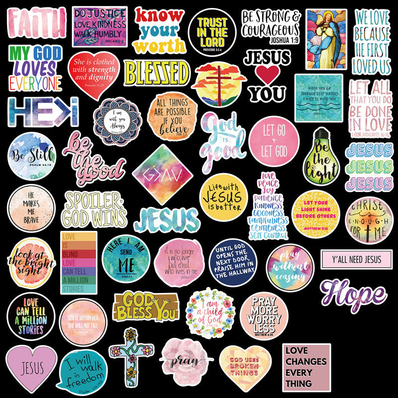 50 Jesus Faith Quote Stickers