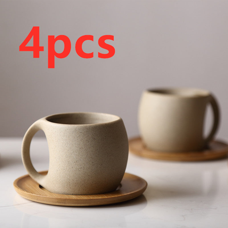 Southern Grace Artisan Ceramic Coffee Set | Bamboo Base & Pottery Cup Collection