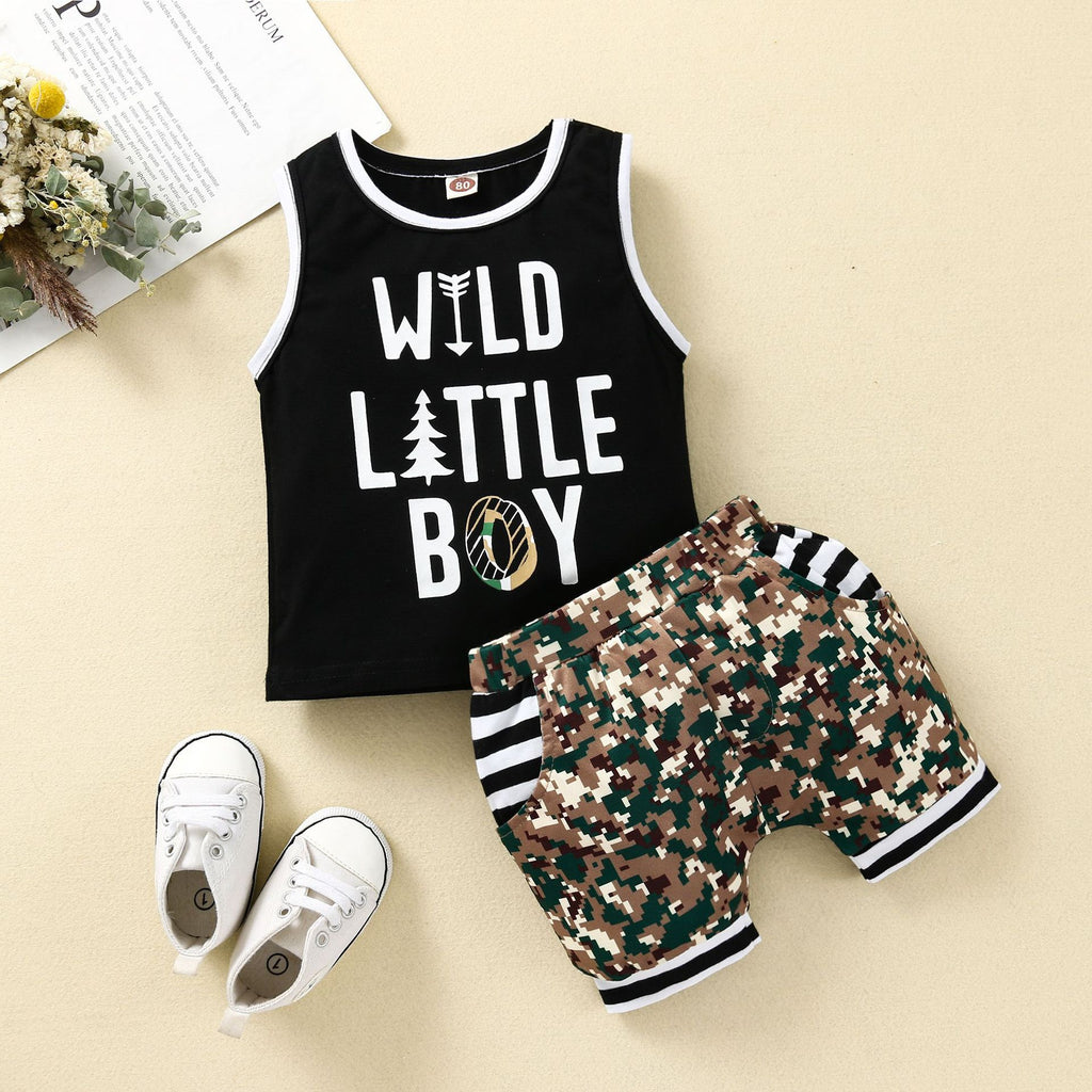 Kids camo vest and shorts set – boys two-piece by Maximus Grace