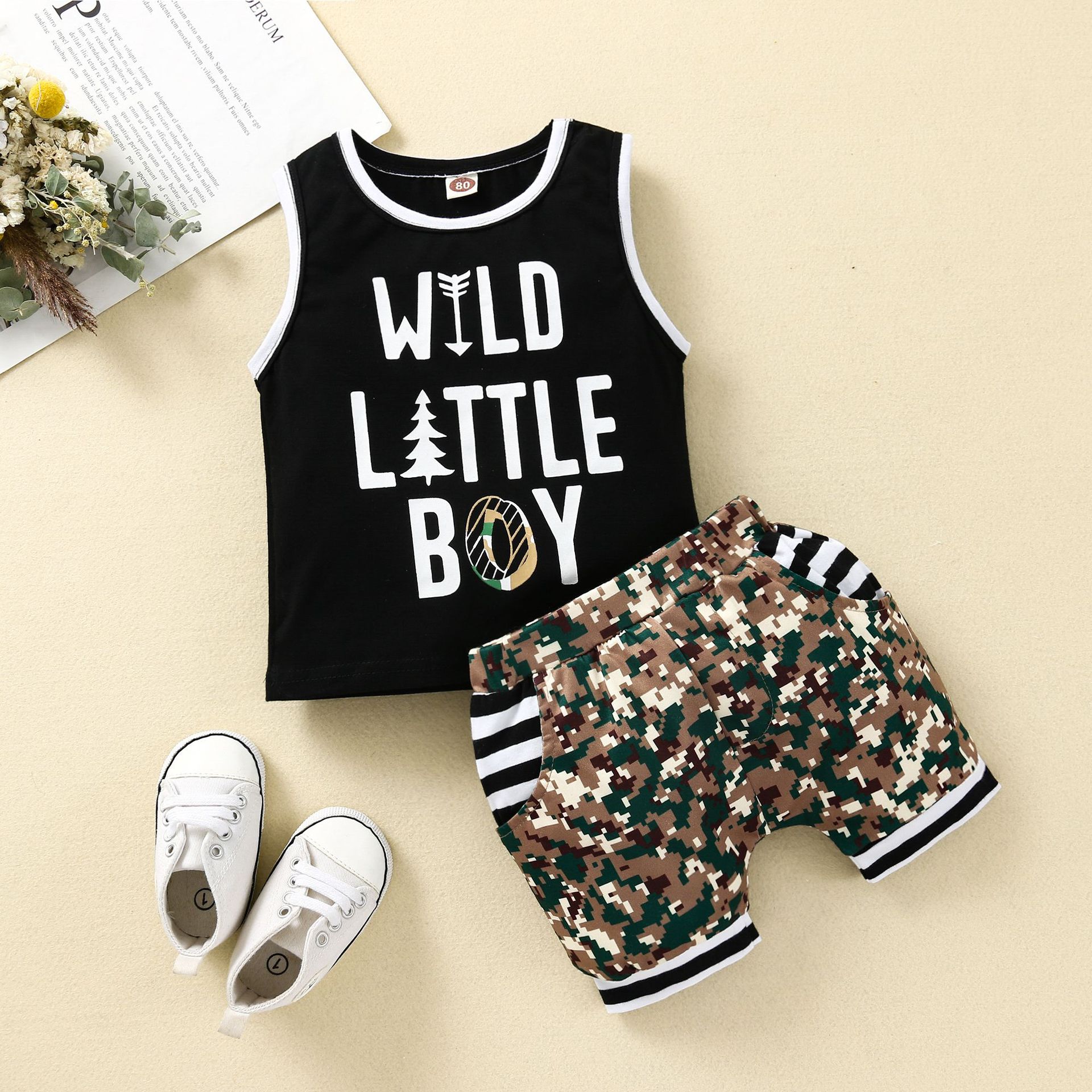 Kids camo vest and shorts set – boys two-piece by Maximus Grace