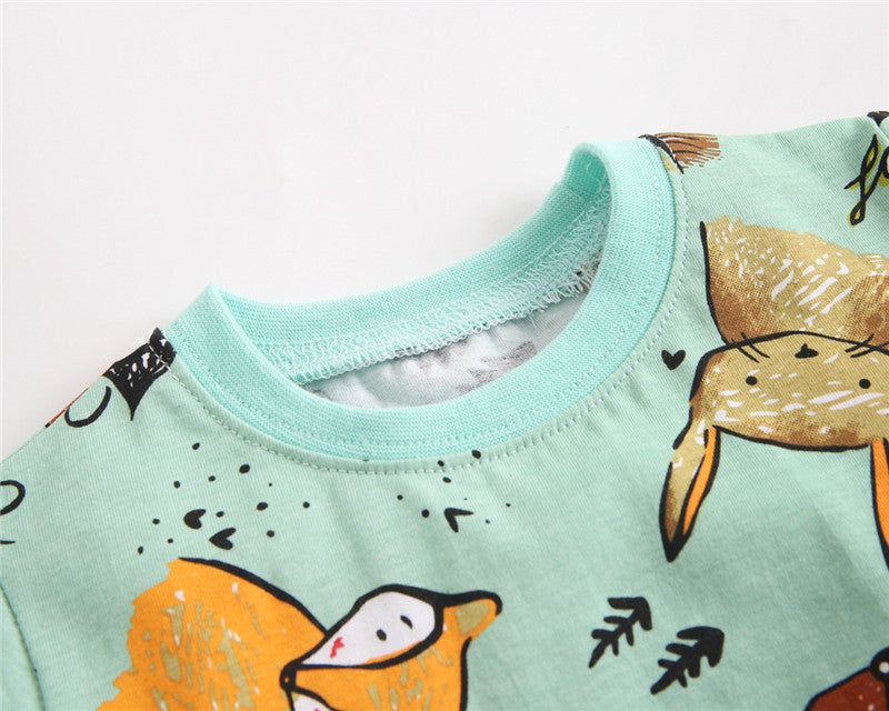 Baby cartoon animal print tee and shorts set by Maximus Grace