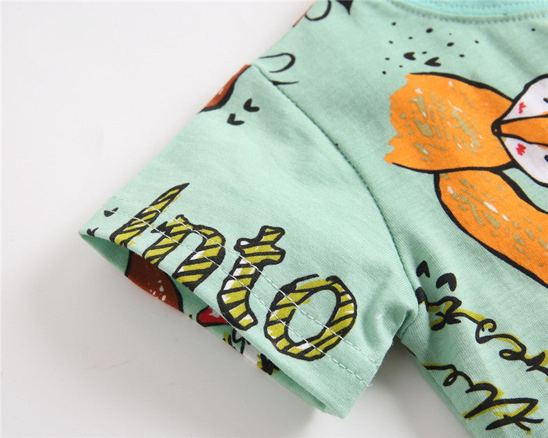 Baby cartoon animal print tee and shorts set by Maximus Grace