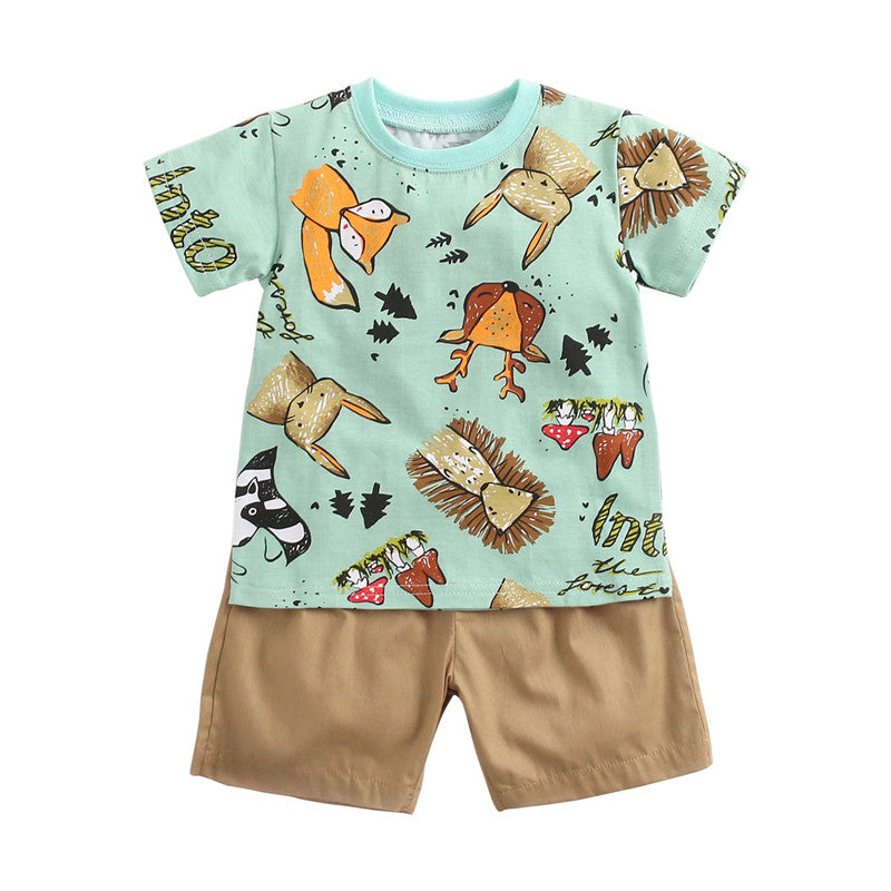 Baby cartoon animal print tee and shorts set by Maximus Grace