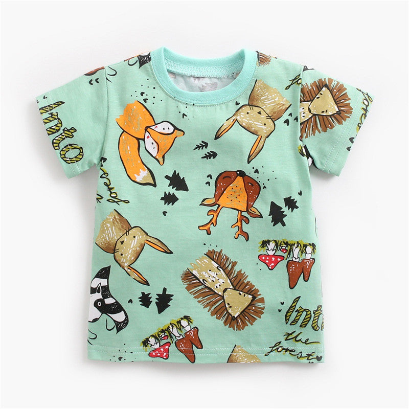 Baby cartoon animal print tee and shorts set by Maximus Grace