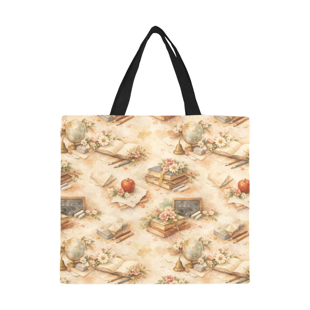 Lessons in Bloom Canvas Tote Bag – Vintage Classroom Floral Aesthetic