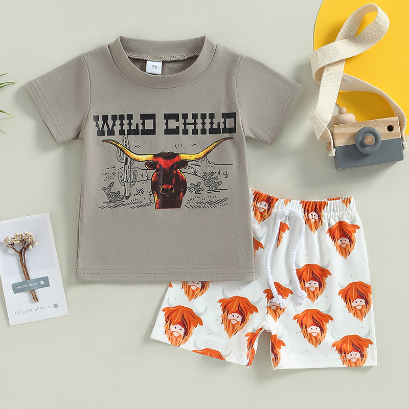 Animal print set – kids tee and bell-bottom pants by Maximus Grace