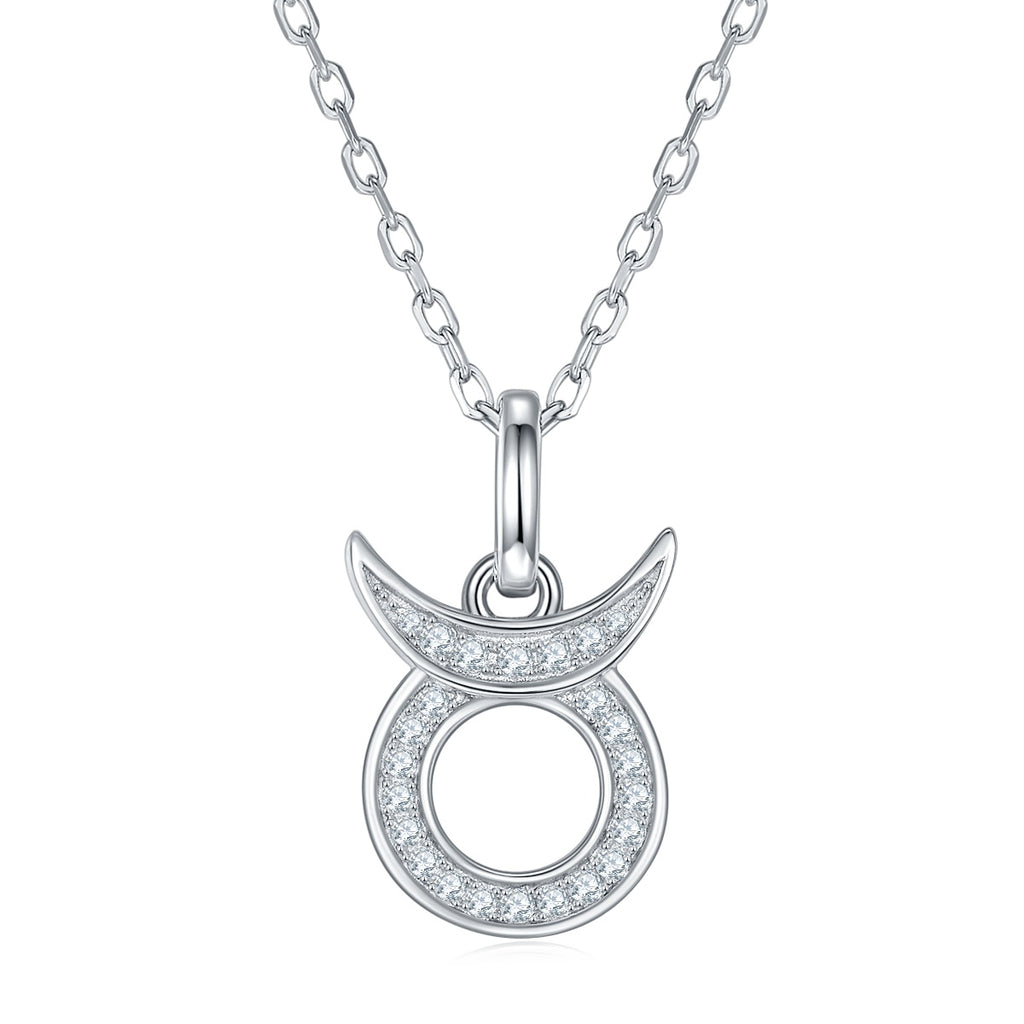 Taurus Zodiac Moissanite Necklace | S925 Platinum-Plated Silver Pendant | May Birthday Jewelry | GRA Certified