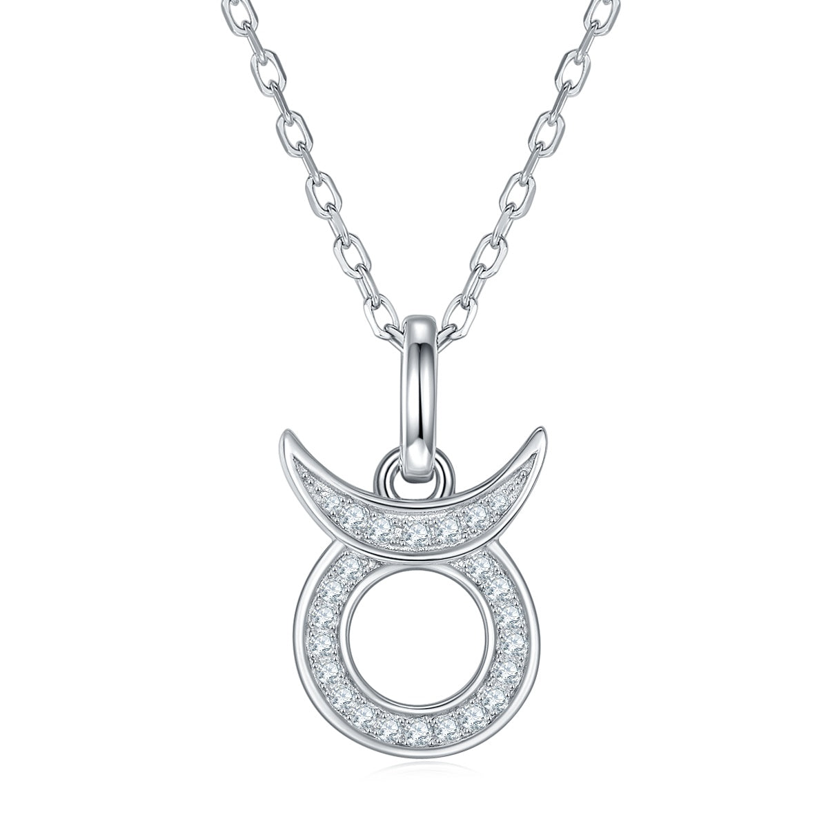 Taurus Zodiac Moissanite Necklace | S925 Platinum-Plated Silver Pendant | May Birthday Jewelry | GRA Certified