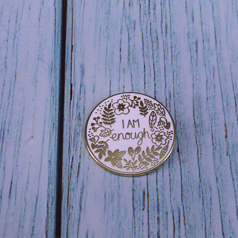 "I'm Sure Enough" Gold Affirmation Brooch – Mental Health Awareness Pin | Healing Truth Collection