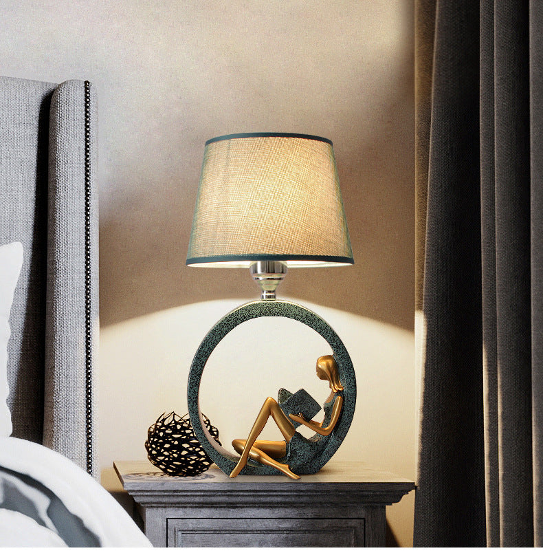 Reading Girl Resin Table Lamp