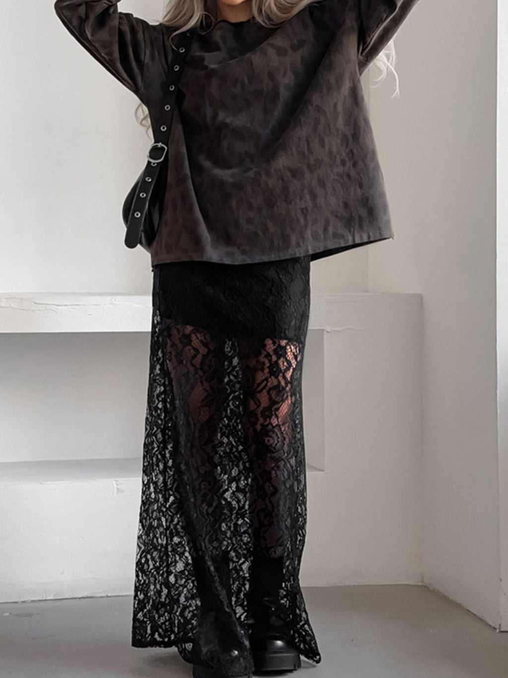 Black lace maxi skirt – women's romantic flowing skirt by Maximus Grace