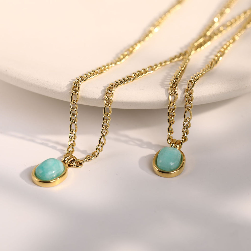 Mint Green Titanium Steel Pendant Necklace | May Birthstone Color | Gold & Silver | Adjustable Chain