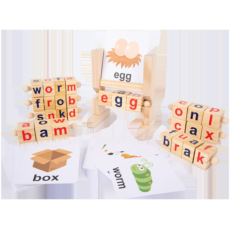 Wooden Rotating Alphabet Puzzle Blocks