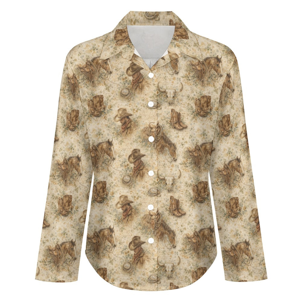 Dusty Trail Western Button-Up | G.R.I.T.S. Collection | Vintage Western Print Blouse S-8XL
