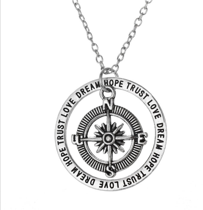 Faith compass necklace – Love Hope Faith Dream pendant by Maximus Grace