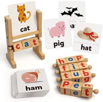 Wooden Rotating Alphabet Puzzle Blocks