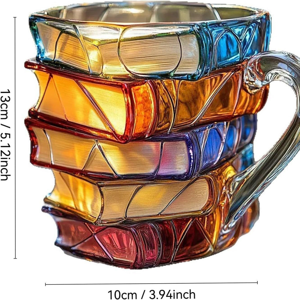 Hand-Painted Books Double-Wall Glass Coffee Cup