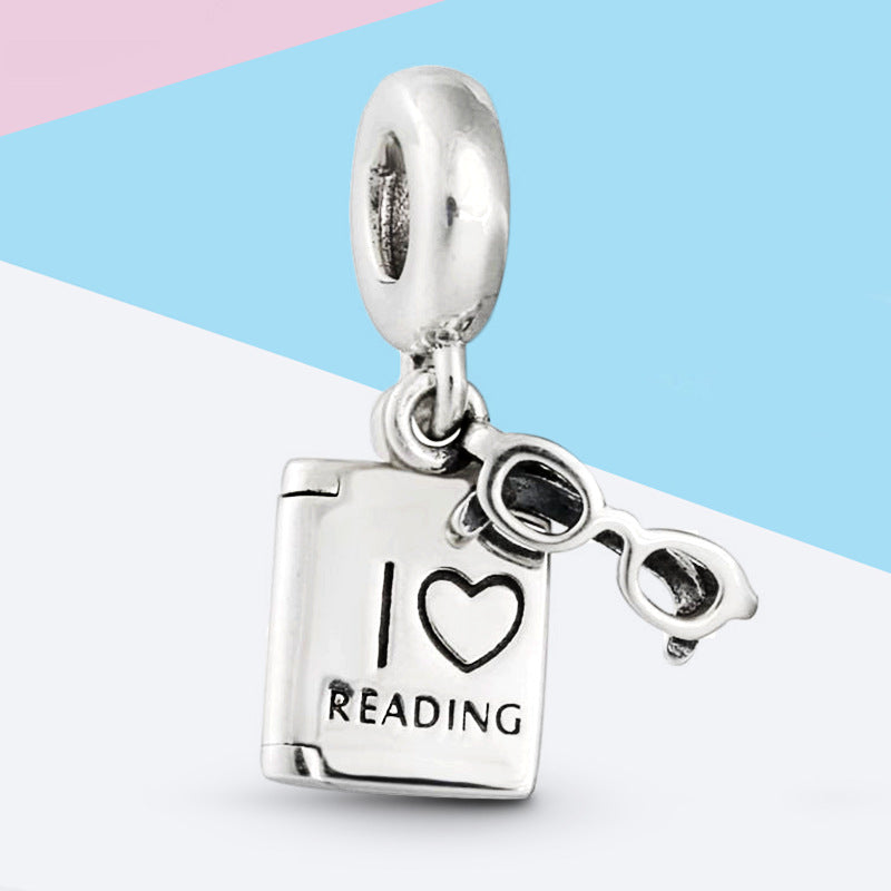 I Love Reading Silver Charm Bead
