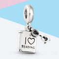 I Love Reading Silver Charm Bead