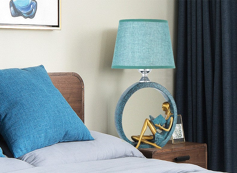 Reading Girl Resin Table Lamp