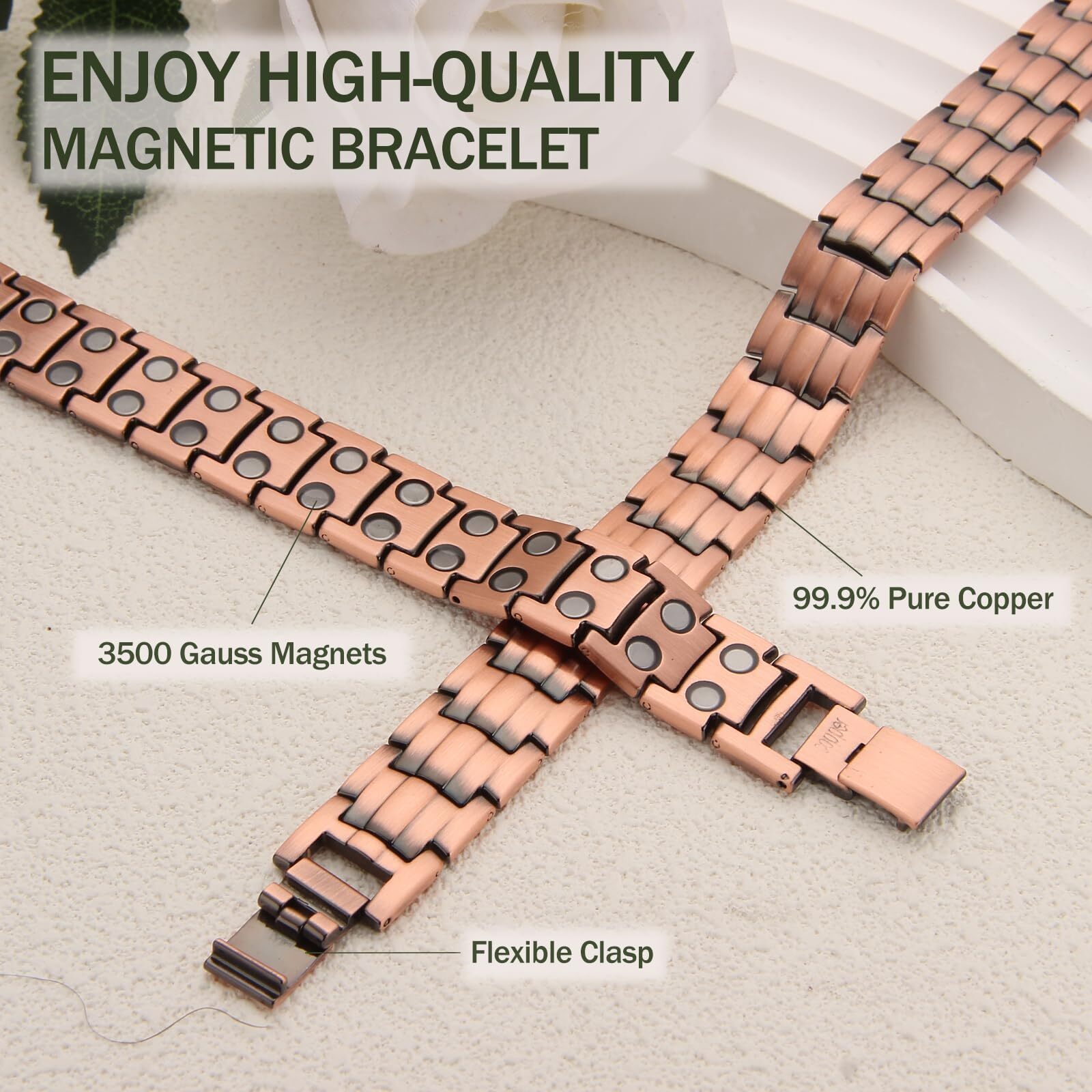 Pure Copper Magnetic Bracelet | 46 Neodymium Magnets Arthritis Relief | Gift Boxed Unisex