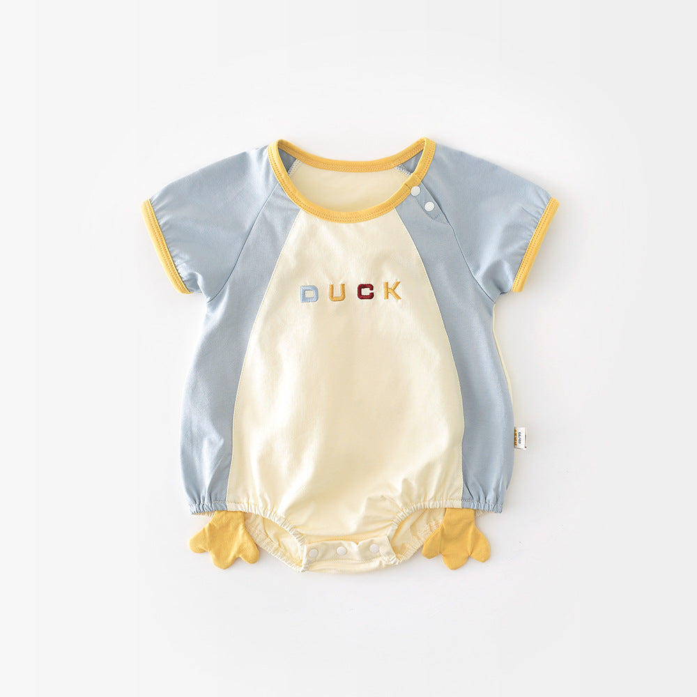 Newborn Contrast Color Short-Sleeve Romper