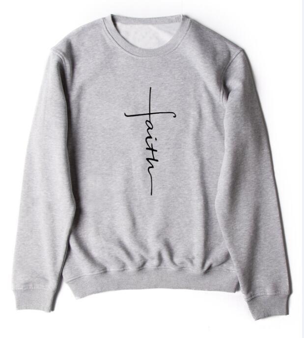 Faith Cross Letter Print Sweatshirt