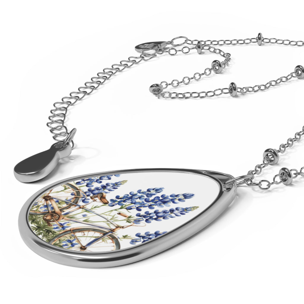Bluebonnet pendant necklace – oval floral teardrop by Maximus Grace