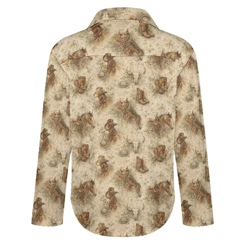 Dusty Trail Western Button-Up | G.R.I.T.S. Collection | Vintage Western Print Blouse S-8XL