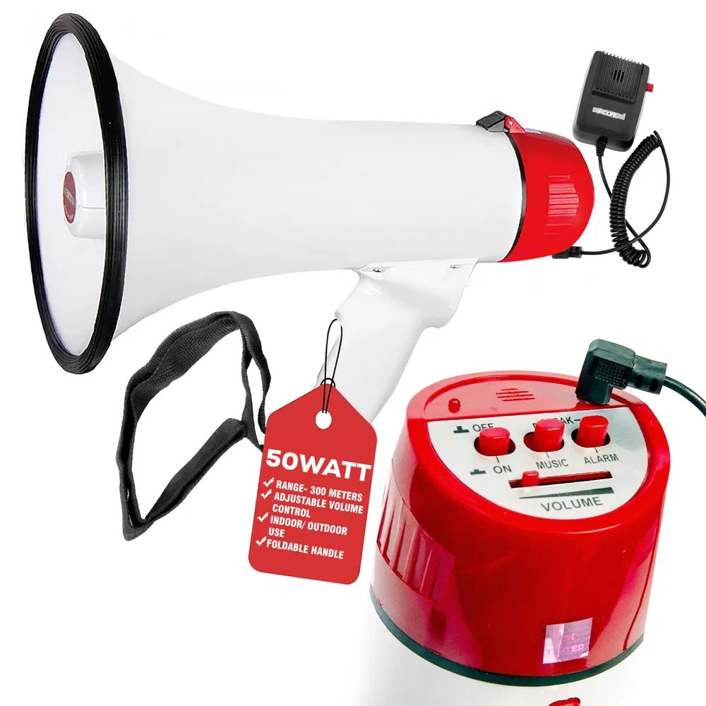 5 Core 50W Megaphone Bull Horn PA Speaker | 300M Range Voice Amplifier for Advocacy & Events - Maximus Grace