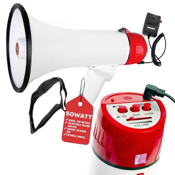 5 Core 50W Megaphone Bull Horn PA Speaker | 300M Range Voice Amplifier for Advocacy & Events - Maximus Grace