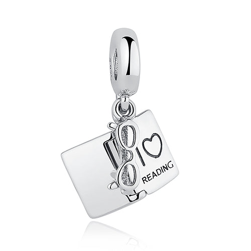 I Love Reading Silver Charm Bead