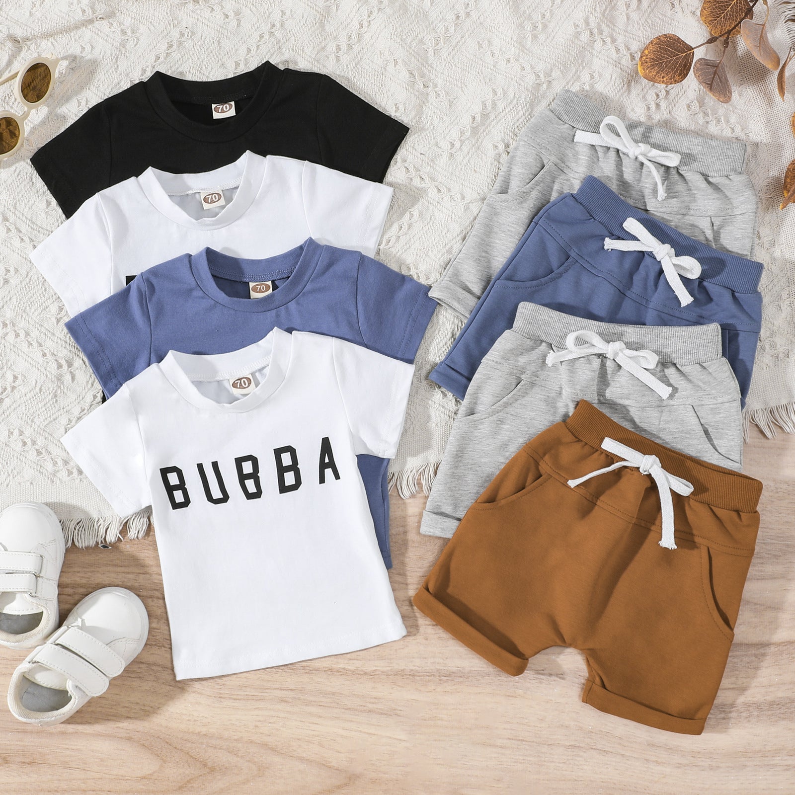 Bubba letter print tee and shorts set – kids two-piece by Maximus Grace