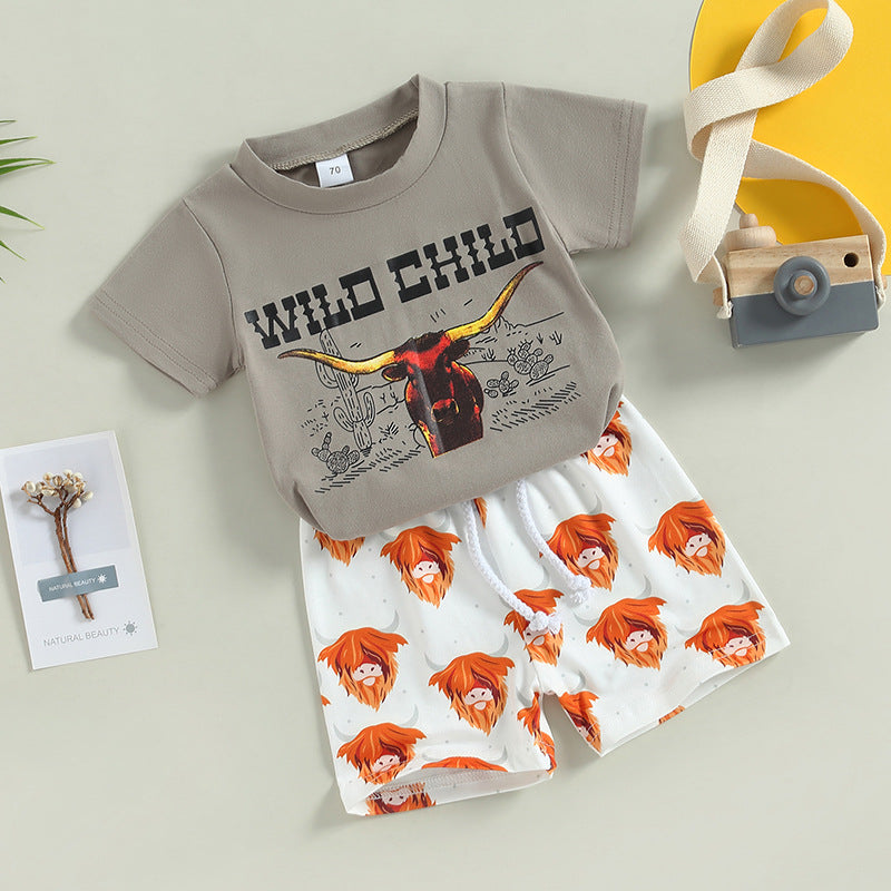 Animal print set – kids tee and bell-bottom pants by Maximus Grace