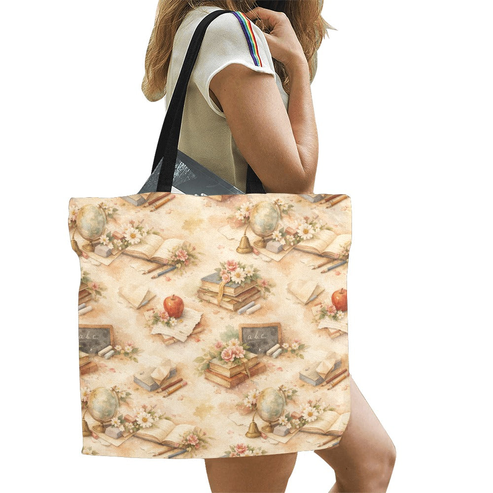 Lessons in Bloom Canvas Tote Bag – Vintage Classroom Floral Aesthetic